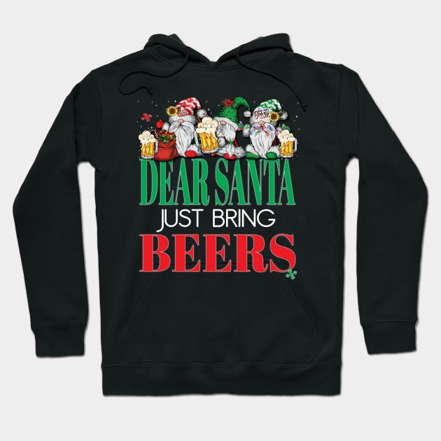 Funny Dear Santa Just Bring Beers Gnomes Office Party Beer Hoodie by Envision Styles